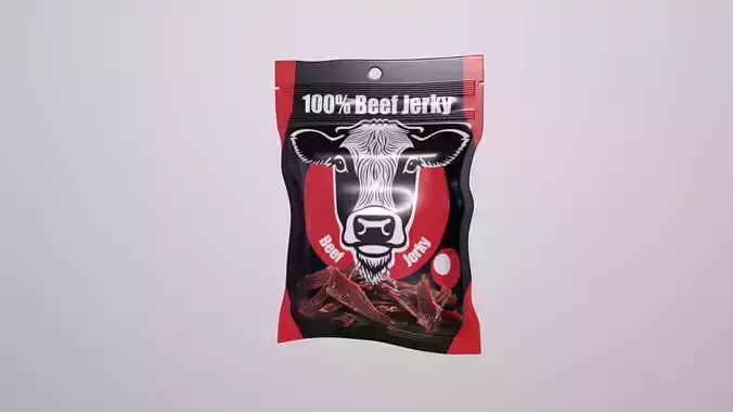 3D model of packaging - Dried meats Dried Beef Jerky  Low-poly 3D model