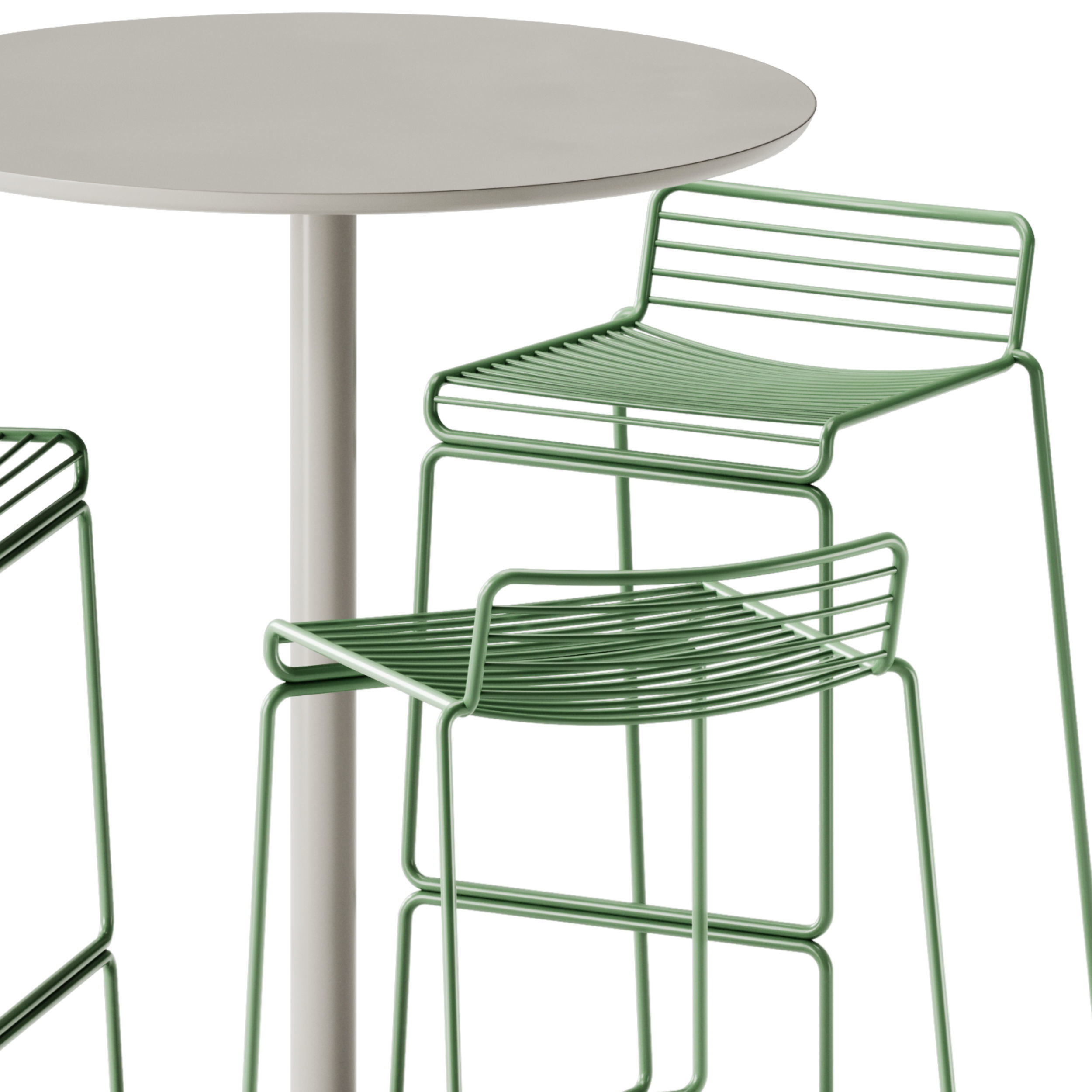 Soft Cafe Table by Muuto and Hee Bar Stool by Hay 3D model_3