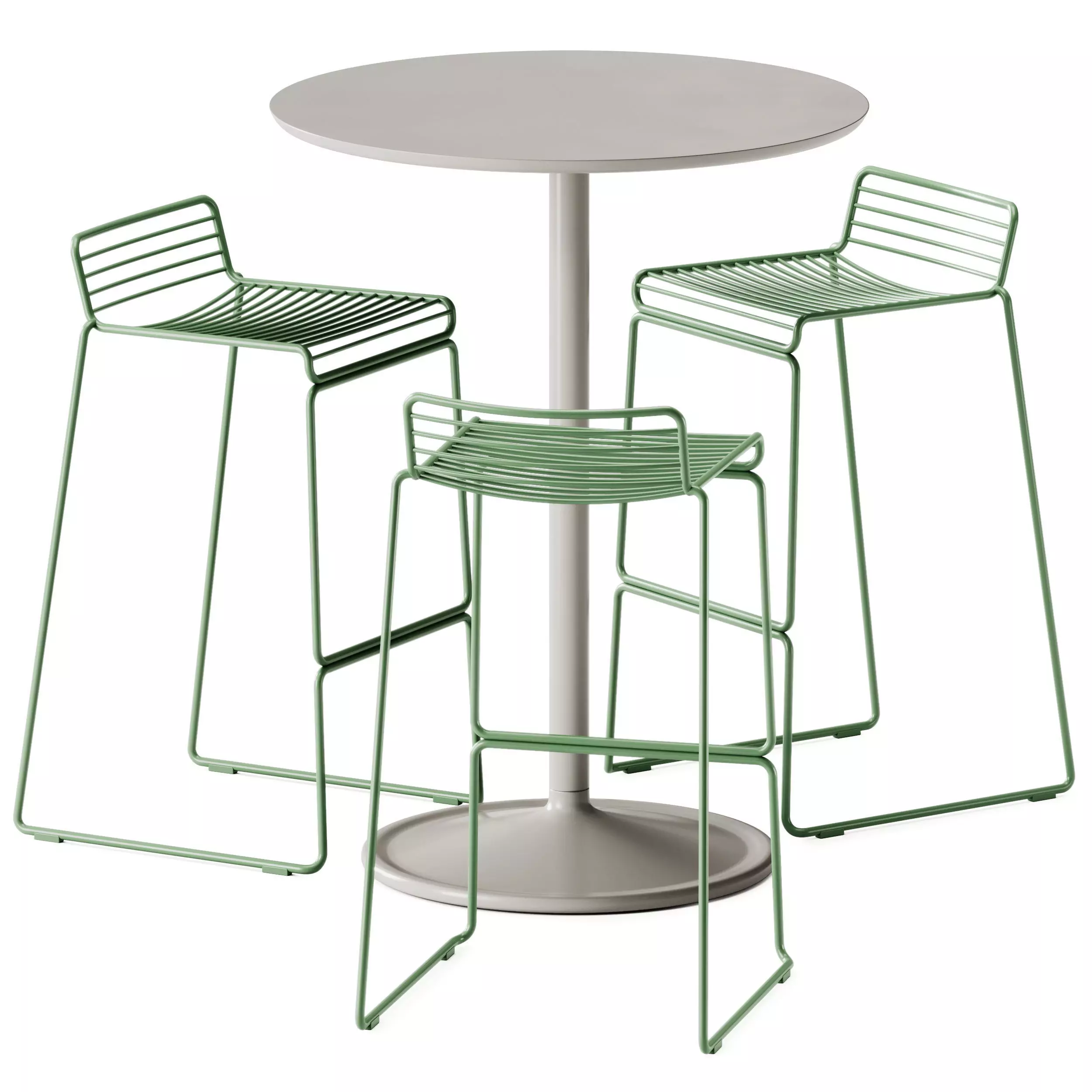 Soft Cafe Table by Muuto and Hee Bar Stool by Hay 3D model_0