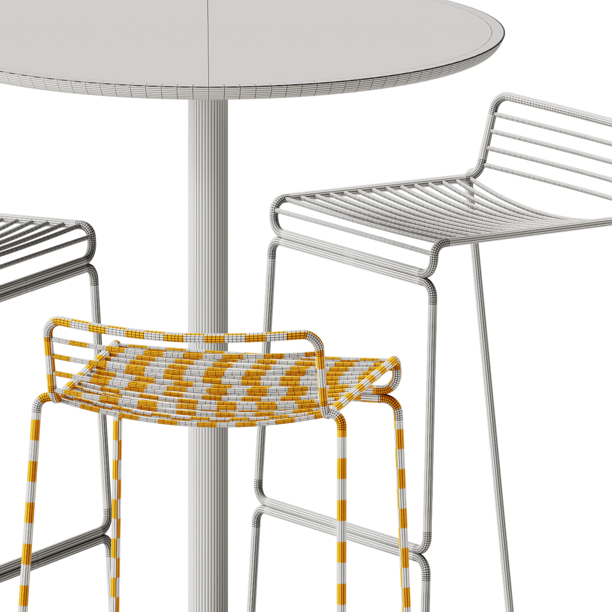 Soft Cafe Table by Muuto and Hee Bar Stool by Hay 3D model_6