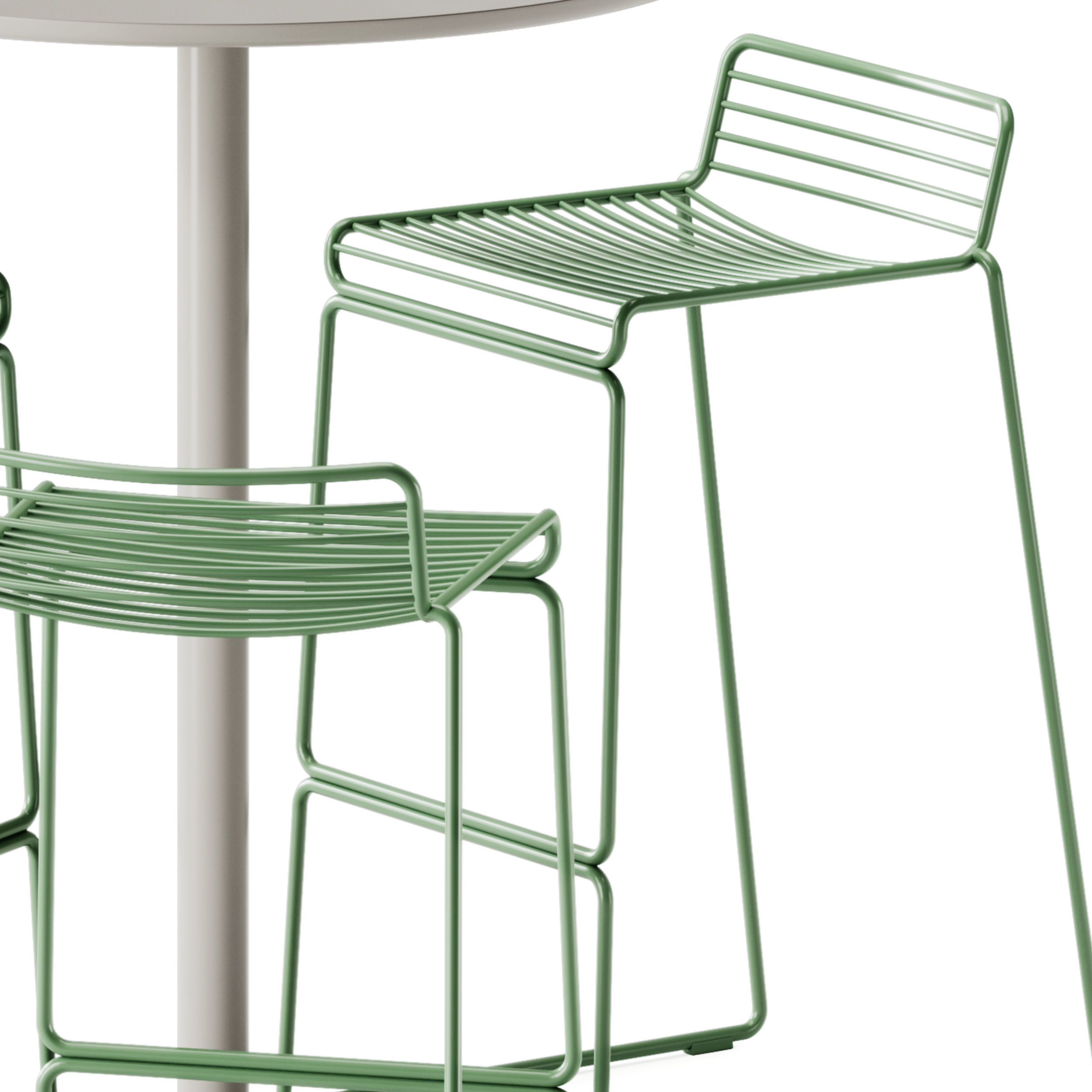 Soft Cafe Table by Muuto and Hee Bar Stool by Hay 3D model_2