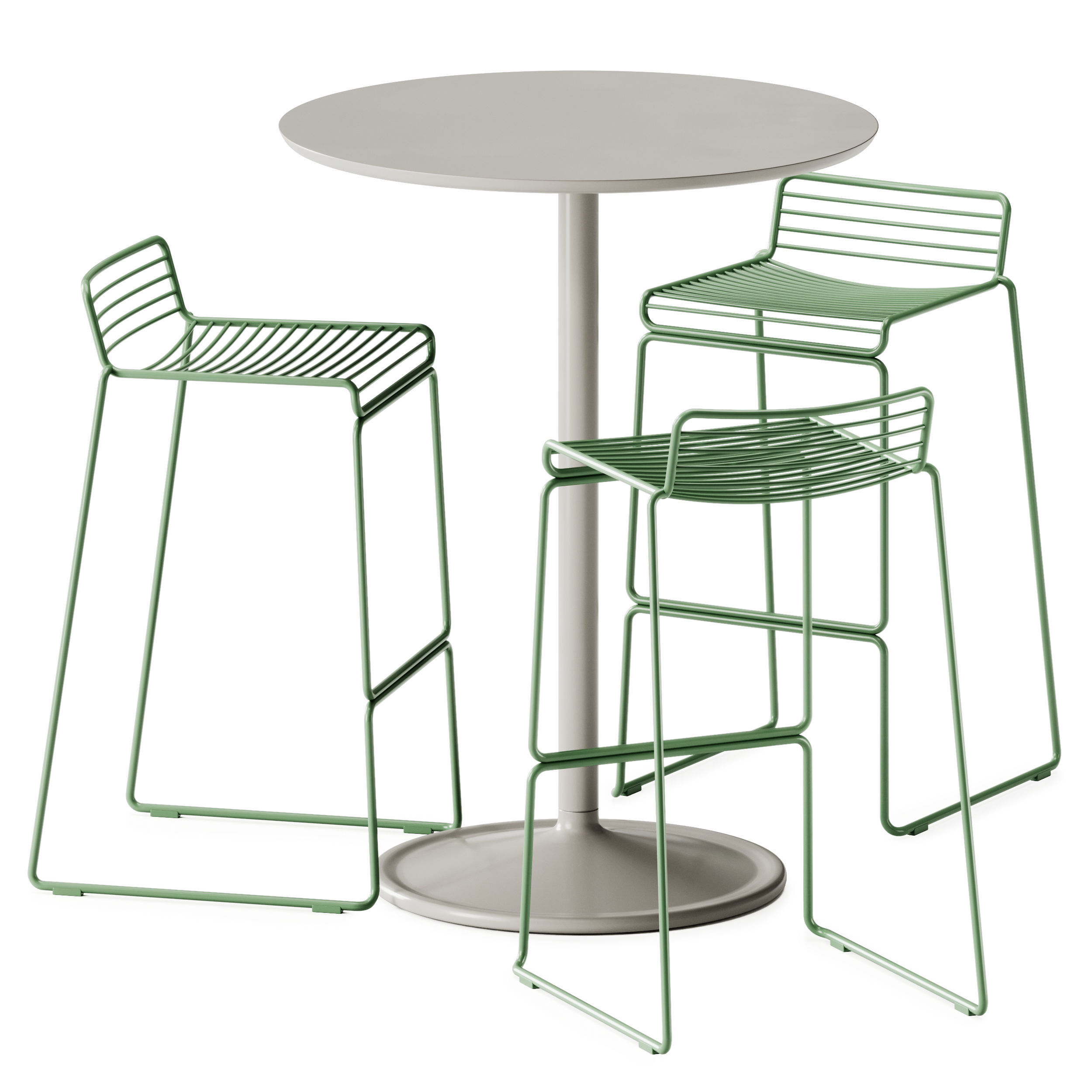 Soft Cafe Table by Muuto and Hee Bar Stool by Hay 3D model_1