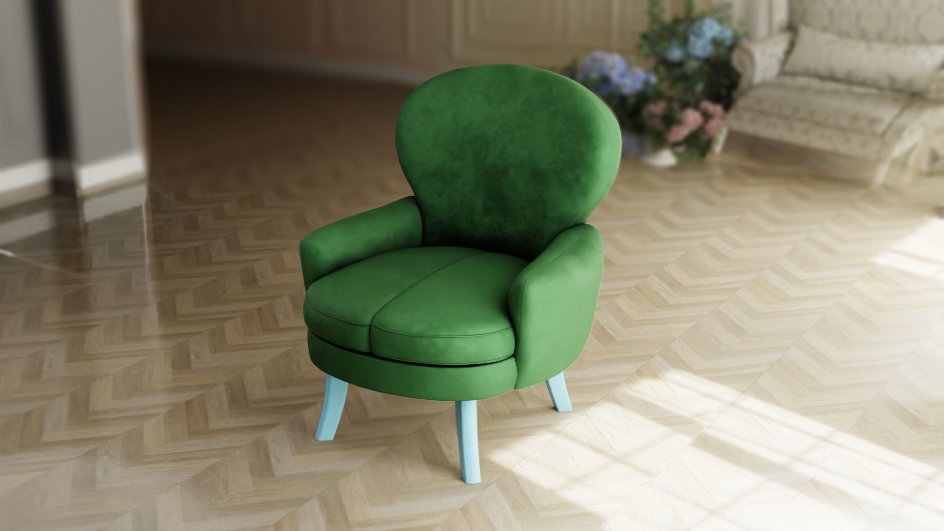 Furniture Accent Chairs Bohemian 009 Low-poly 3D model_1
