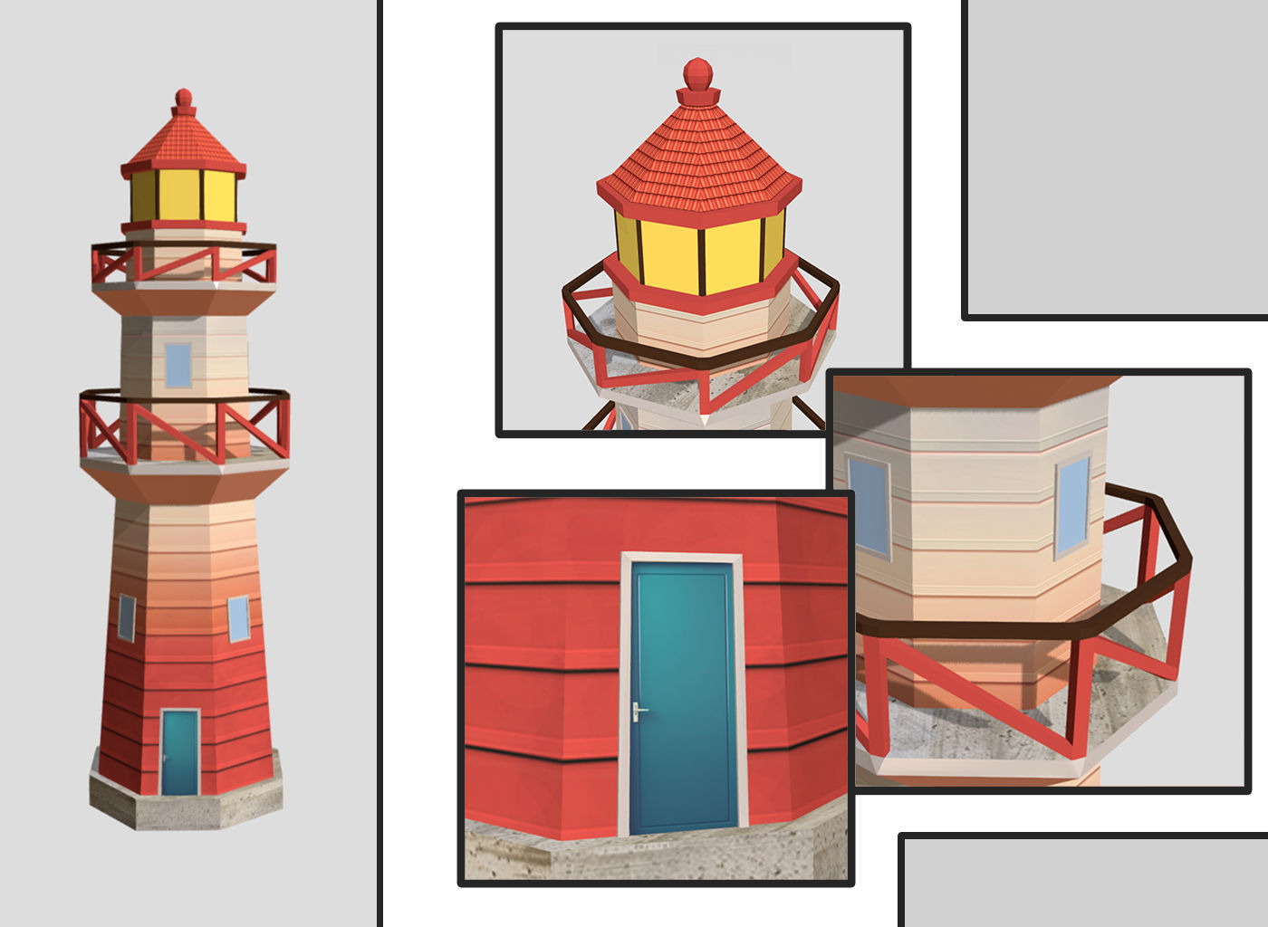 Light Houses - Low Poly Game Ready Exteriors  3D Model Collection_9