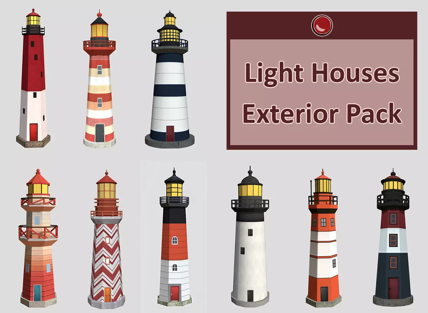 Light Houses - Low Poly Game Ready Exteriors  3D Model Collection_0