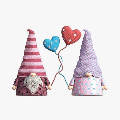 valentine christmas gnomes Low-poly 3D model