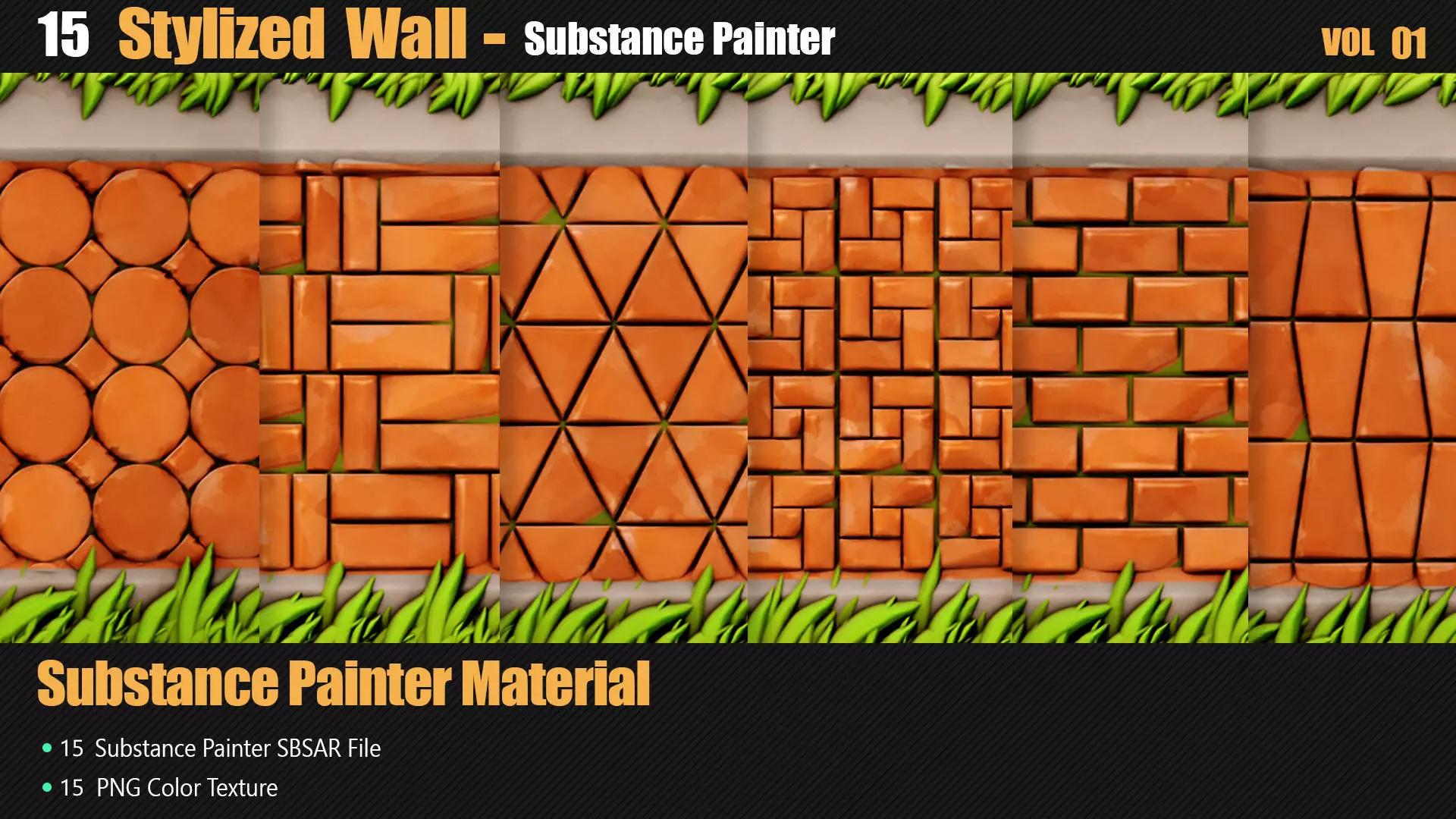 15 Stylized Wall Materials In Substance Painter Texture