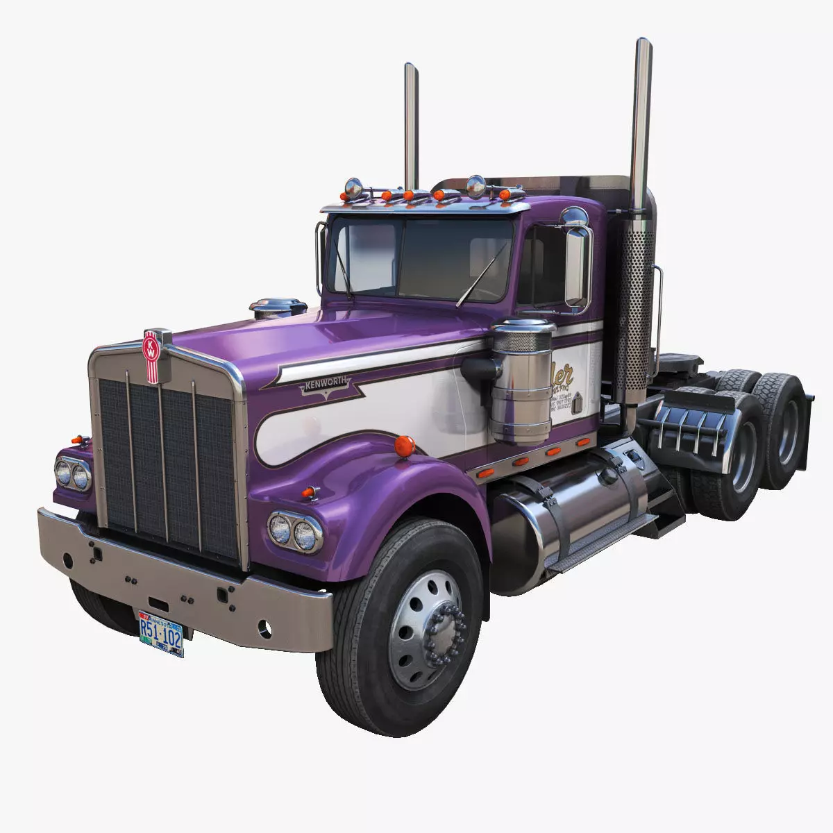 Kenworth semitruck Low-poly 3D model