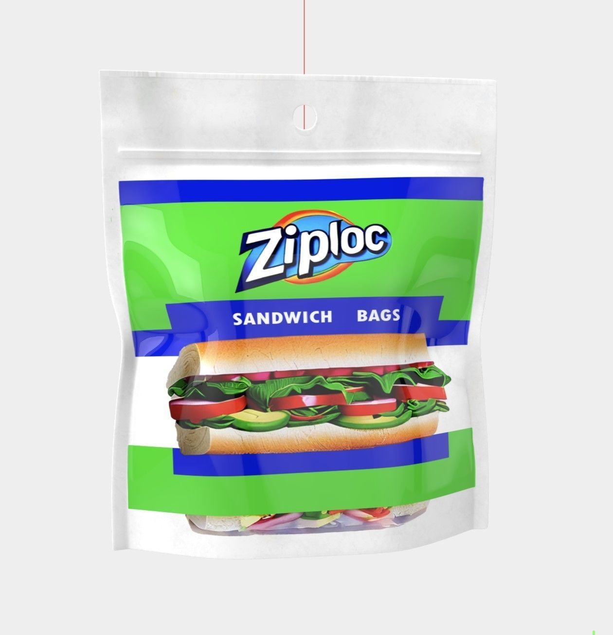 Food storage bags foil and plastic wraps - Ziploc Sandwich Bags Low-poly 3D model_7