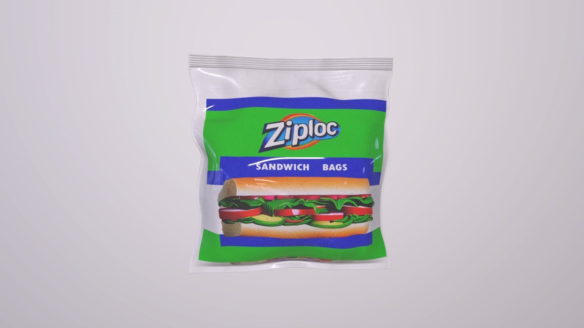Food storage bags foil and plastic wraps - Ziploc Sandwich Bags Low-poly 3D model_2