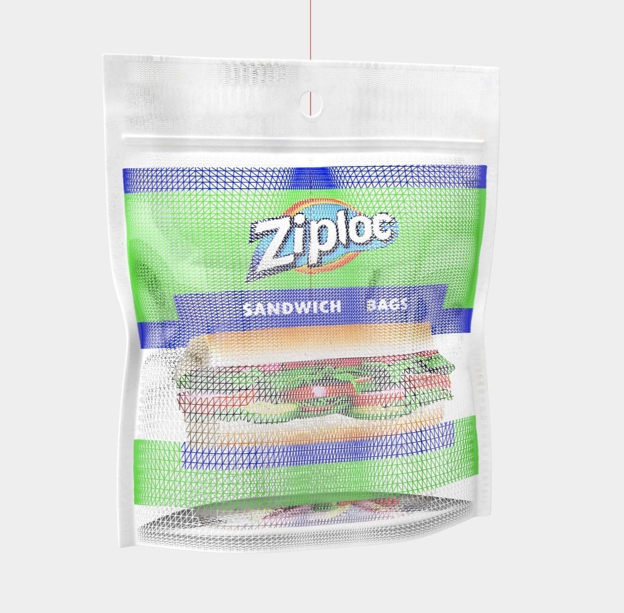 Food storage bags foil and plastic wraps - Ziploc Sandwich Bags Low-poly 3D model_6