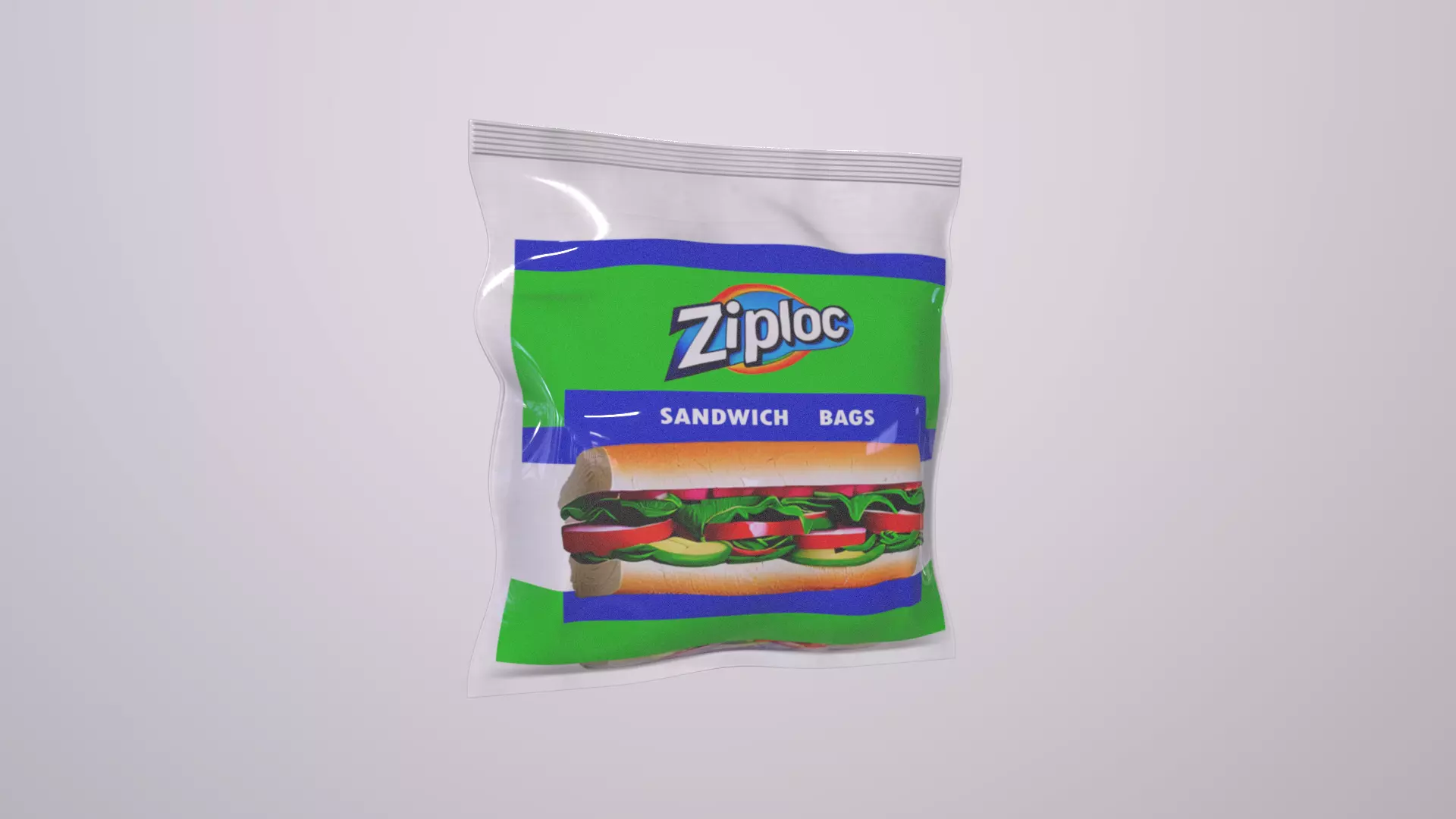 Food storage bags foil and plastic wraps - Ziploc Sandwich Bags Low-poly 3D model_0