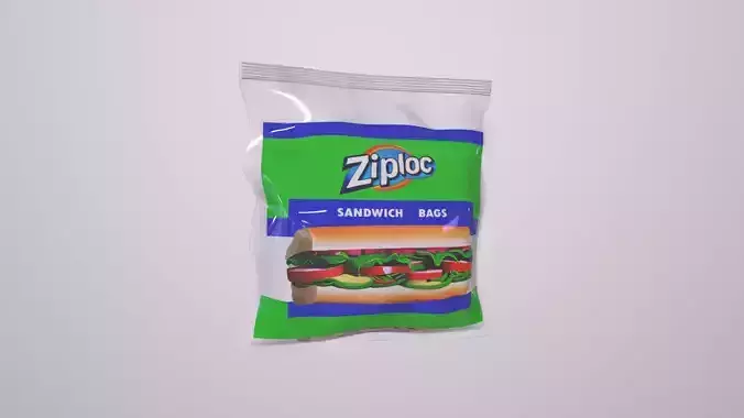 Food storage bags foil and plastic wraps - Ziploc Sandwich Bags Low-poly 3D model
