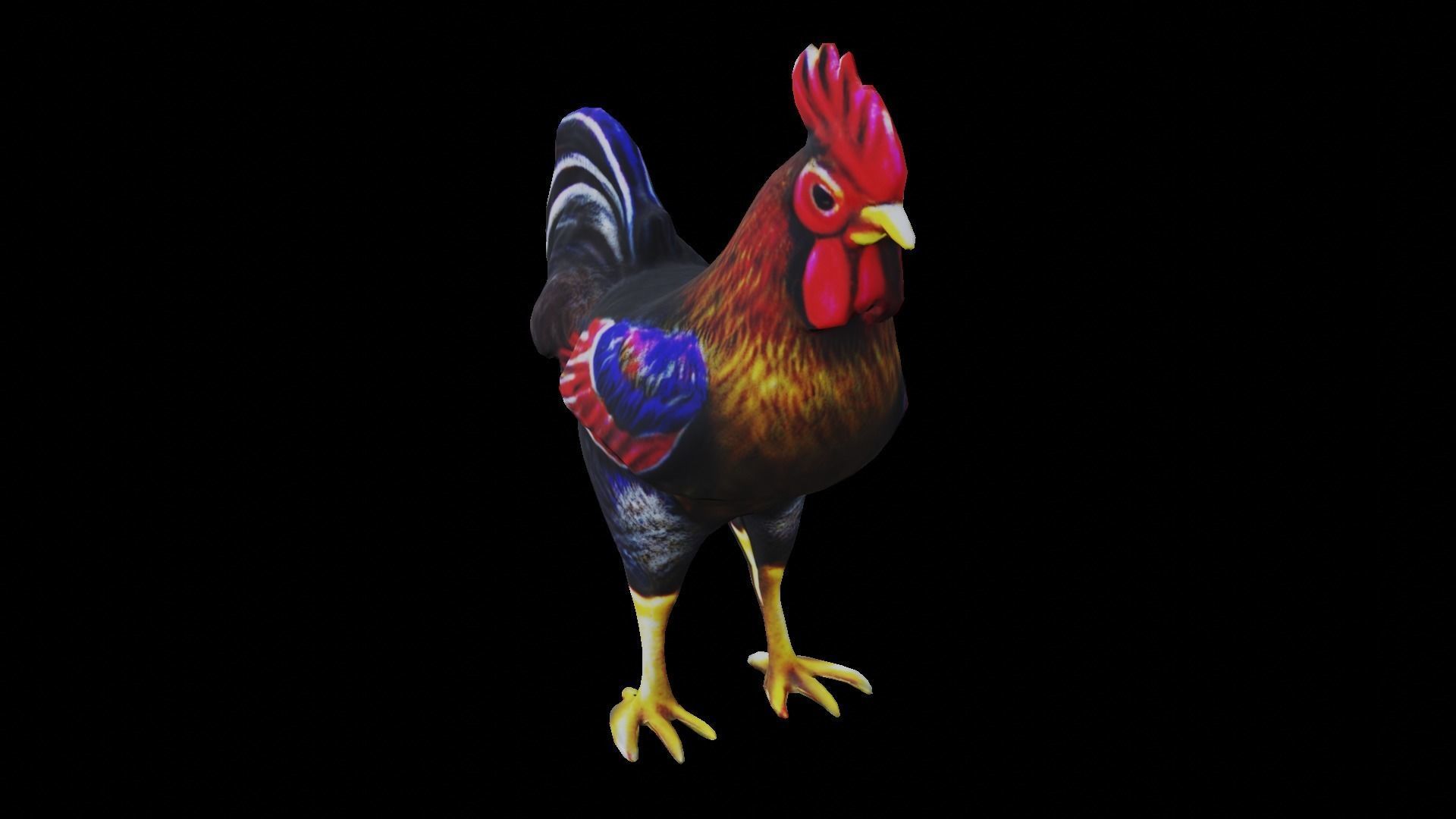 Rooster low-poly PBR Low-poly 3D model_2