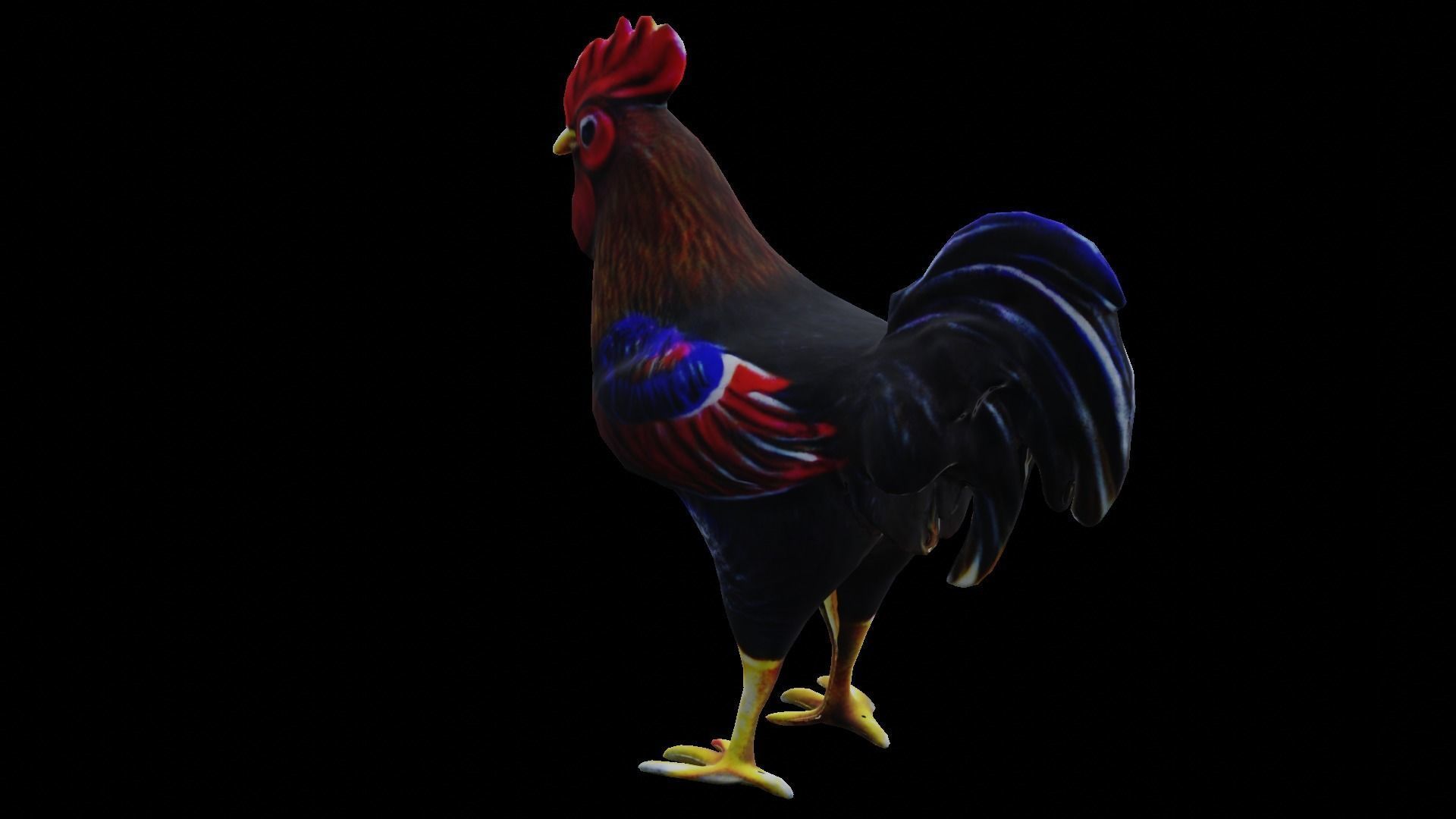 Rooster low-poly PBR Low-poly 3D model_6