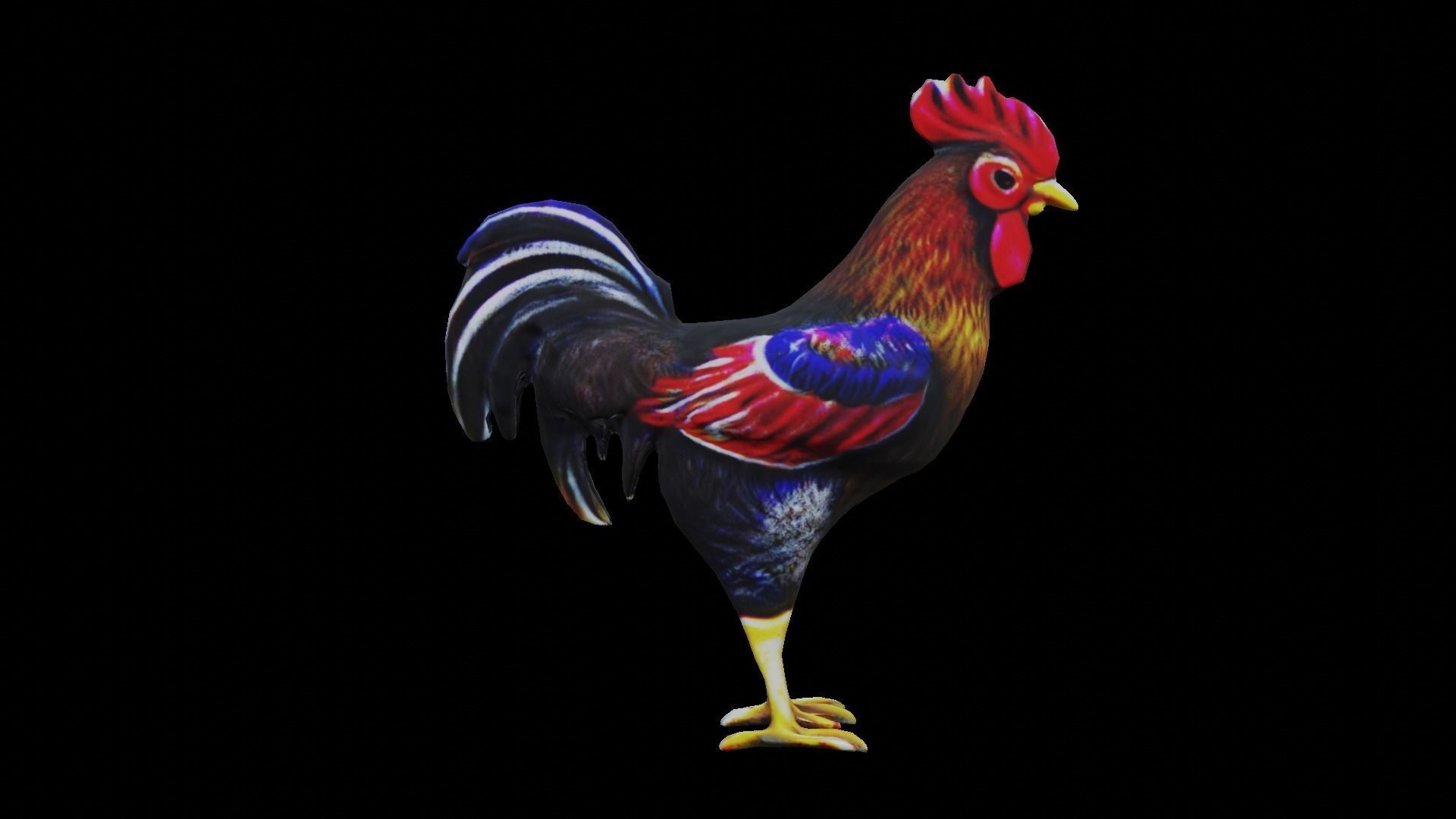 Rooster low-poly PBR Low-poly 3D model_12