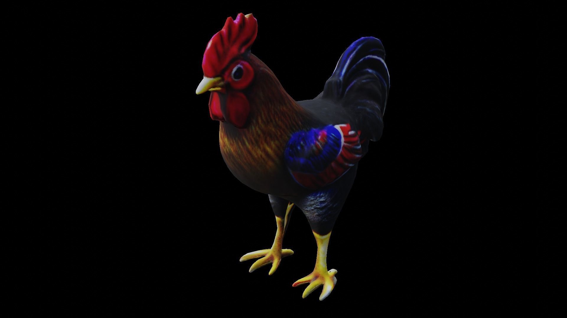 Rooster low-poly PBR Low-poly 3D model_4