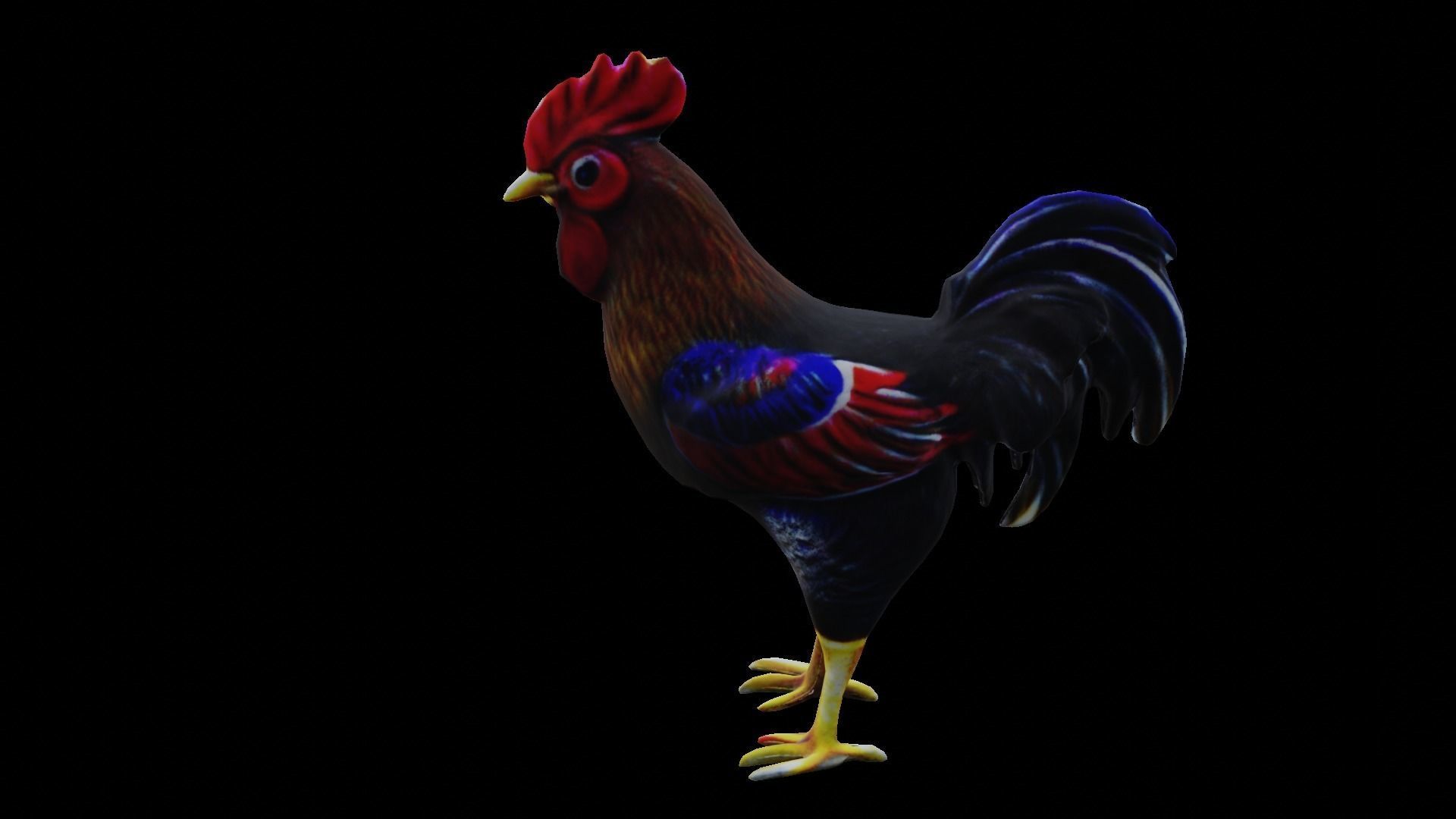 Rooster low-poly PBR Low-poly 3D model_5