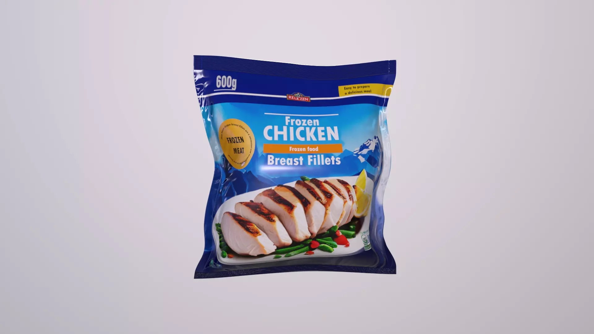 3D Food Container - Frozen meat Frozen Chicken Breast Fillets Low-poly 3D model_0