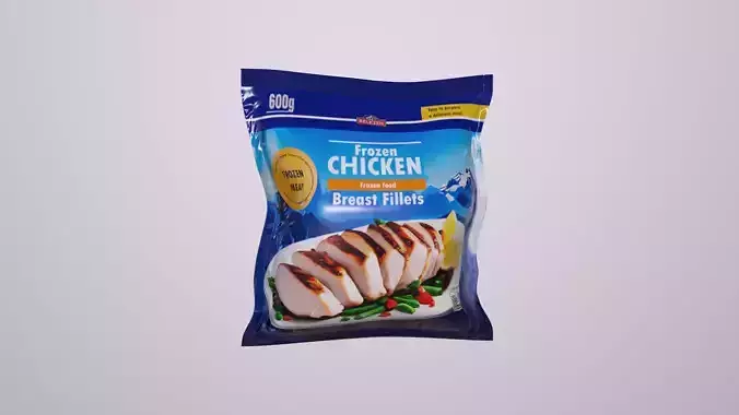 3D Food Container - Frozen meat Frozen Chicken Breast Fillets Low-poly 3D model