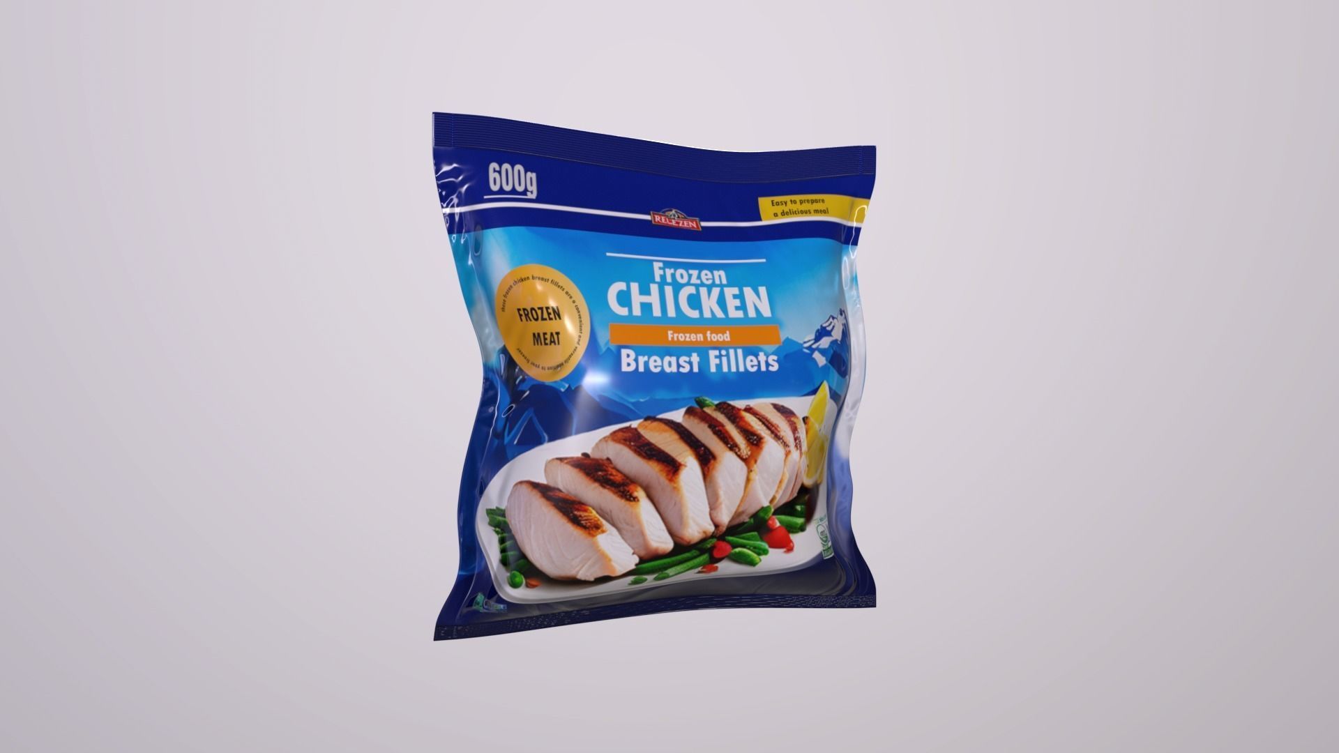 3D Food Container - Frozen meat Frozen Chicken Breast Fillets Low-poly 3D model_2