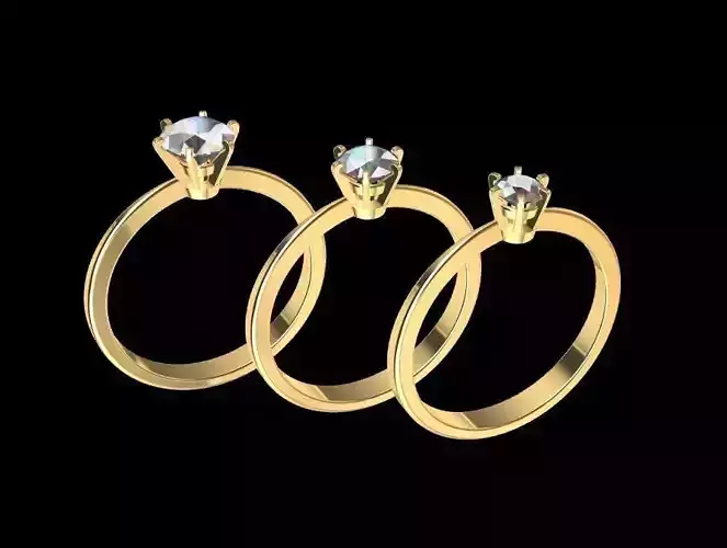 Pack Tifany Solitaire Ring 3D print model
