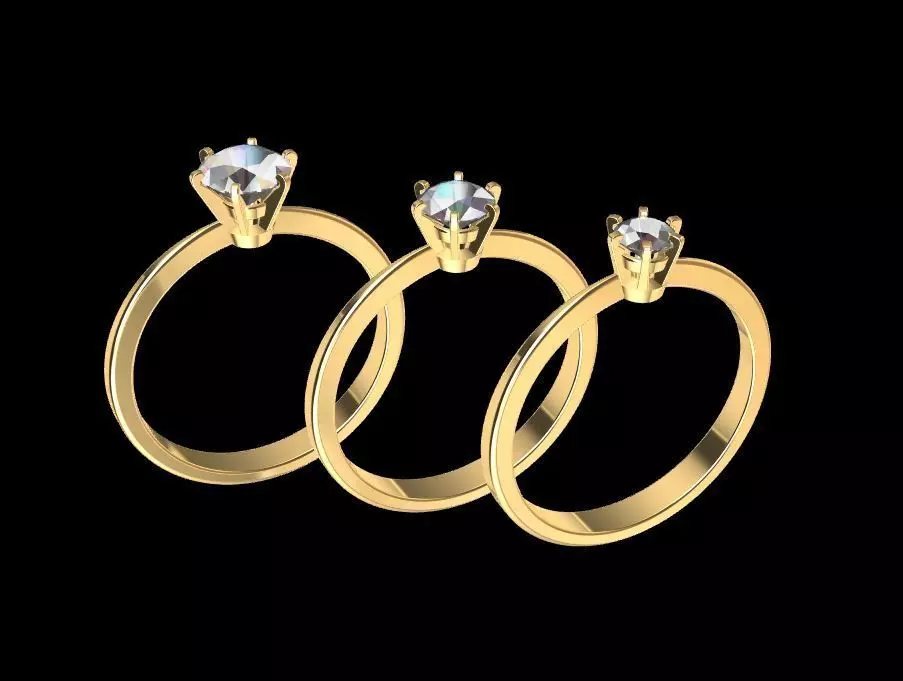 Pack Tifany Solitaire Ring 3D print model_0