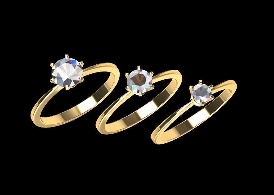 Pack Tifany Solitaire Ring 3D print model_1