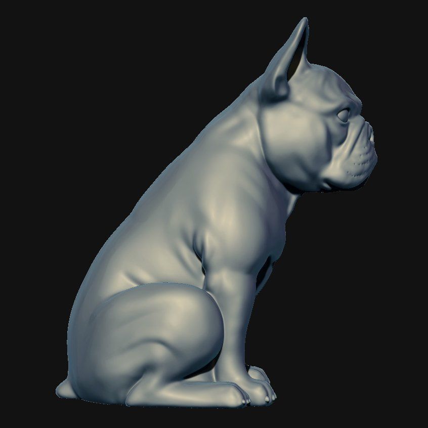 French Bulldog Sculpture 3D model_3