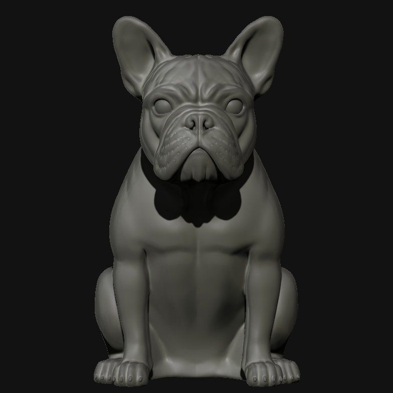 French Bulldog Sculpture 3D model_2