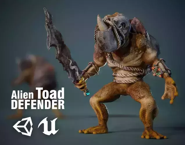 Alien Toad Defender - Game Ready Low-poly 3D model