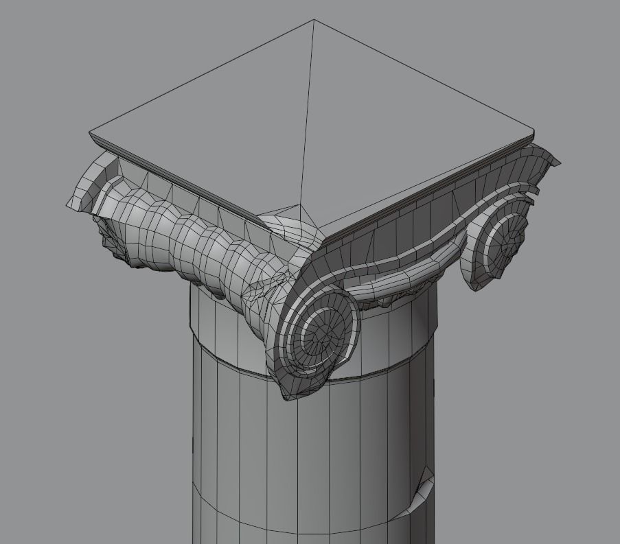 Column Ionic order damaged dirty and clean Low-poly 3D model_8