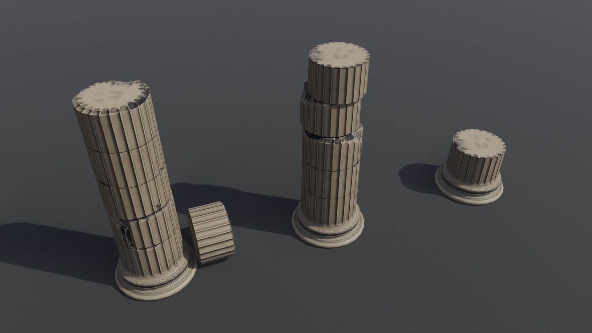 Column Ionic order damaged dirty and clean Low-poly 3D model_2