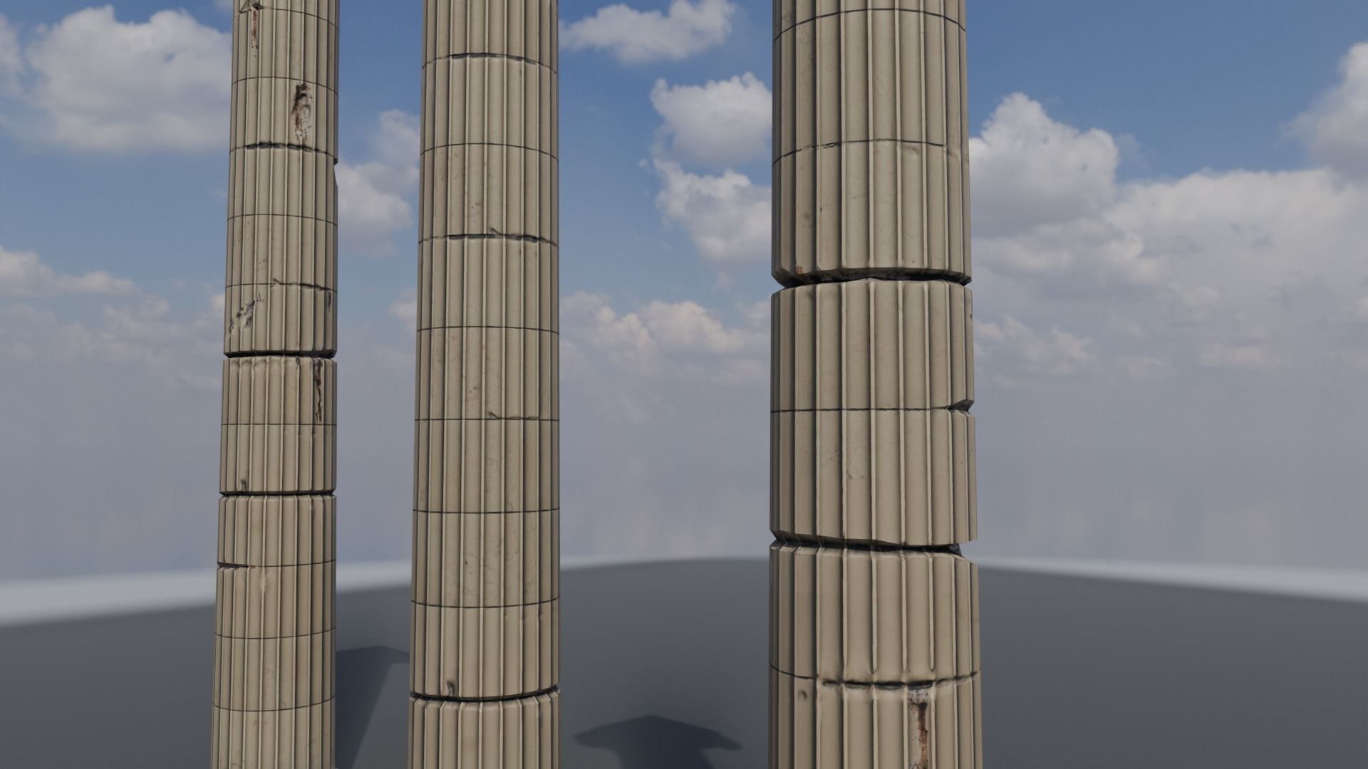 Column Ionic order damaged dirty and clean Low-poly 3D model_3