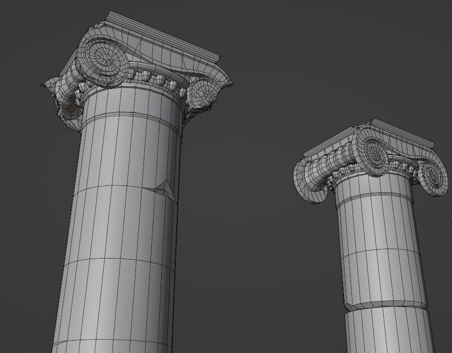 Column Ionic order damaged dirty and clean Low-poly 3D model_10