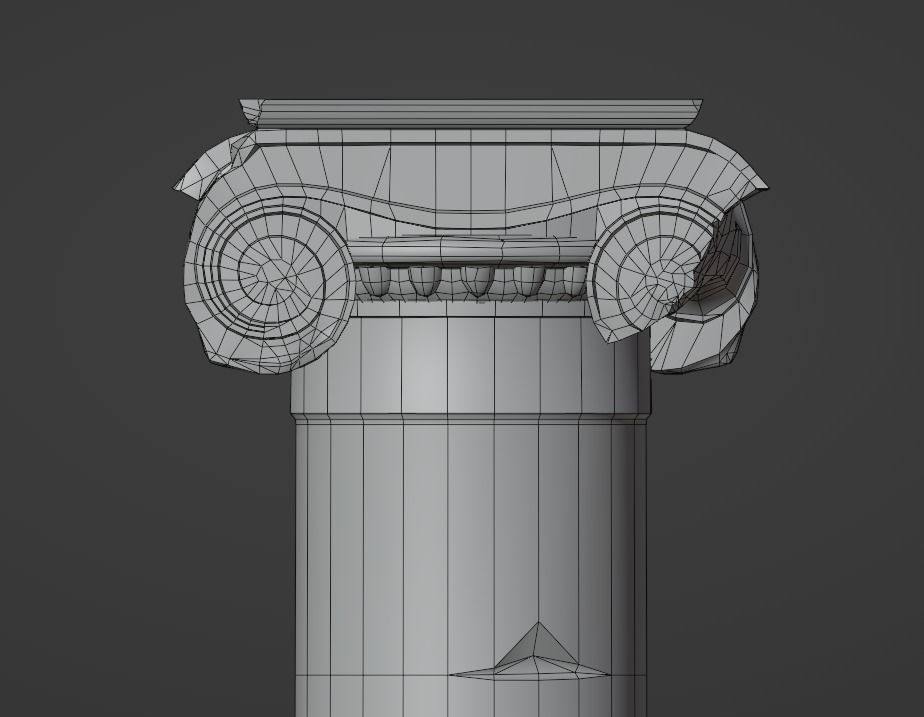 Column Ionic order damaged dirty and clean Low-poly 3D model_7