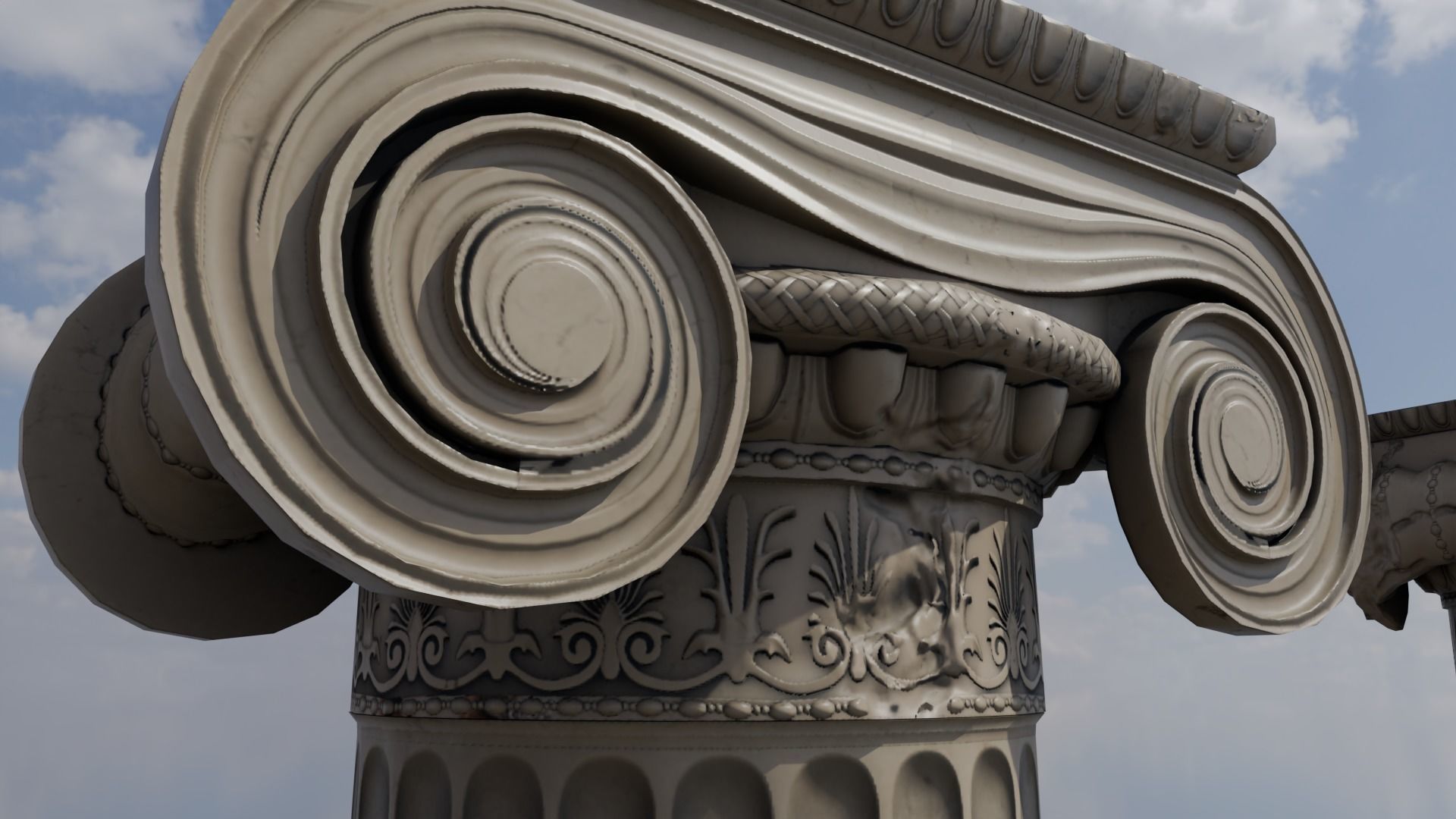 Column Ionic order damaged dirty and clean Low-poly 3D model_1