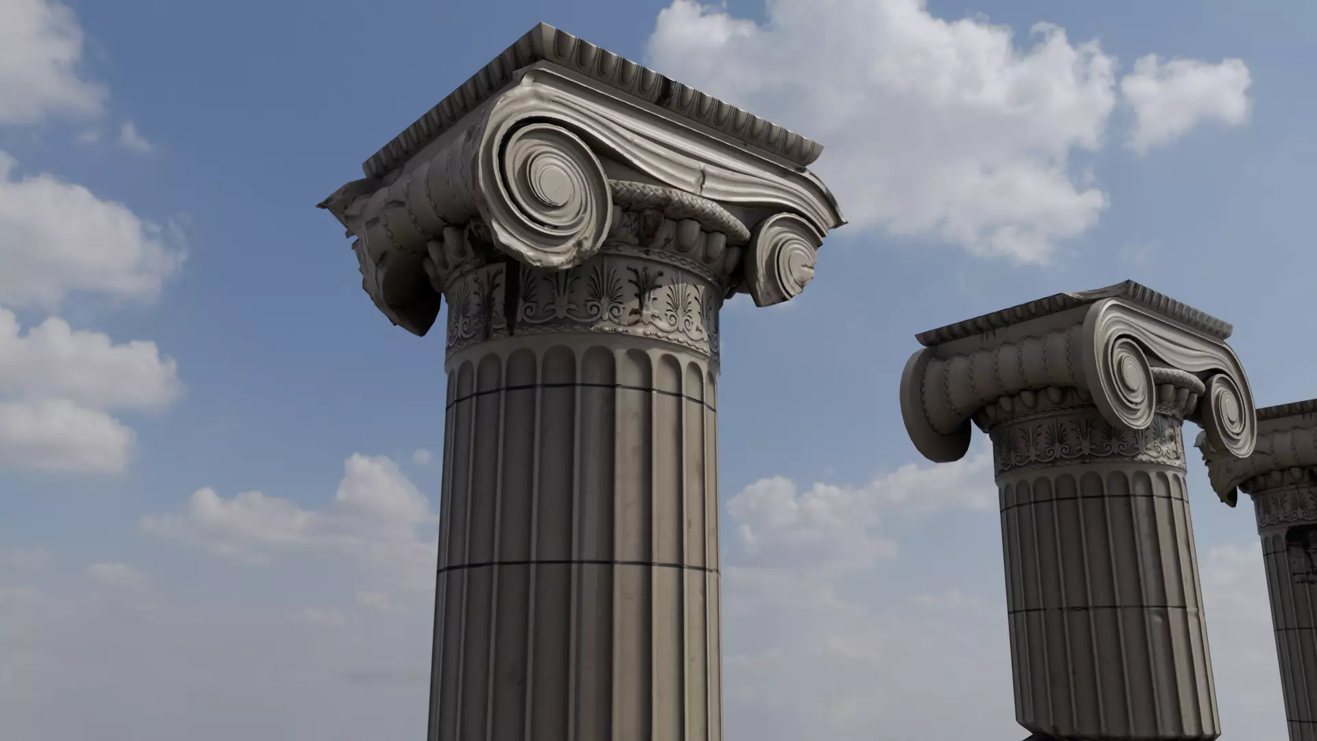 Column Ionic order damaged dirty and clean Low-poly 3D model_0