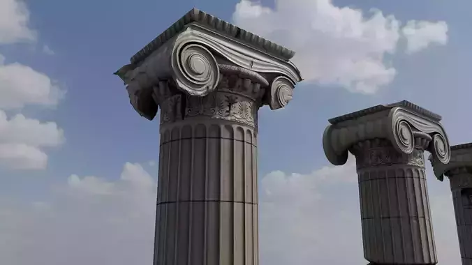 Column Ionic order damaged dirty and clean Low-poly 3D model