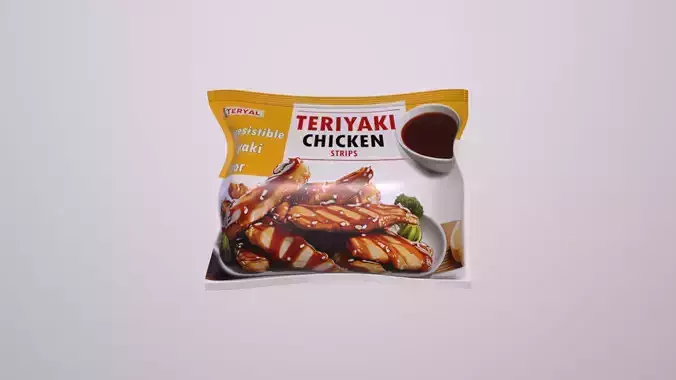 3D Container - Meat snacks and cabanossi Teriyaki Chicken Strips Low-poly 3D model