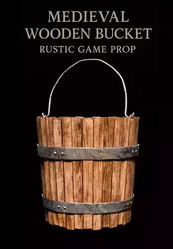 3D Medieval Wooden Bucket  