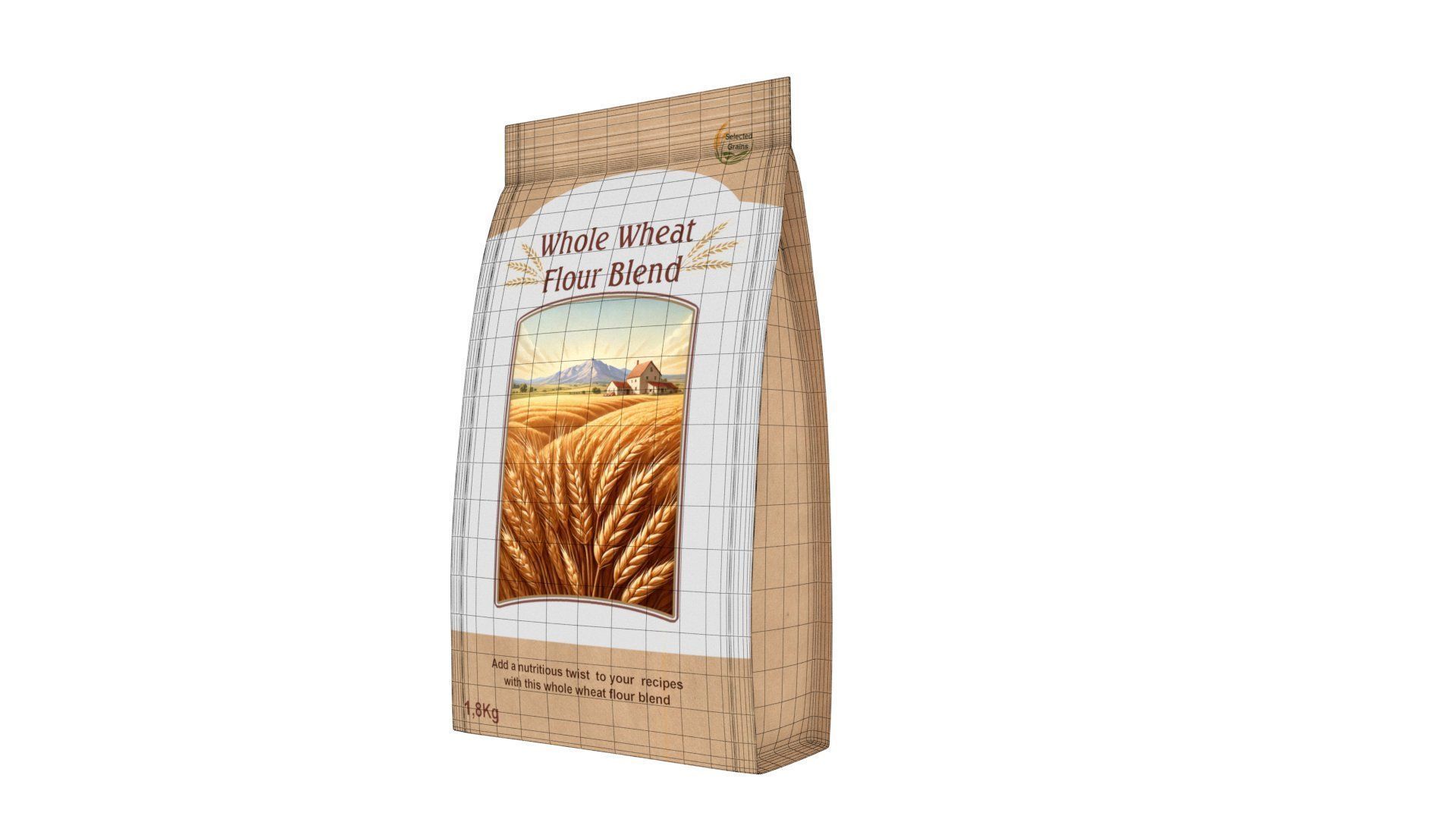 Whole Wheat Flour Blend Low-poly 3D model_9