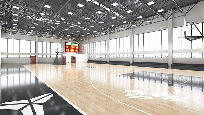 Modern indoor basketball court 3D model