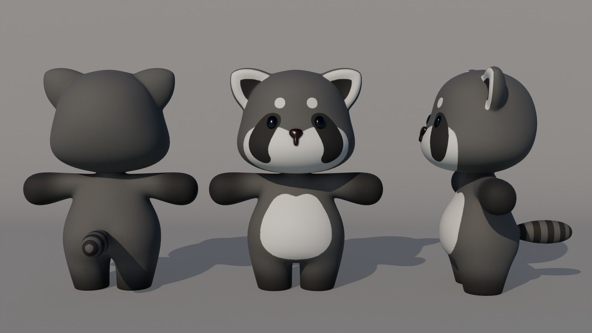 Rigged Cartoon Raccoon Low-poly 3D model_3