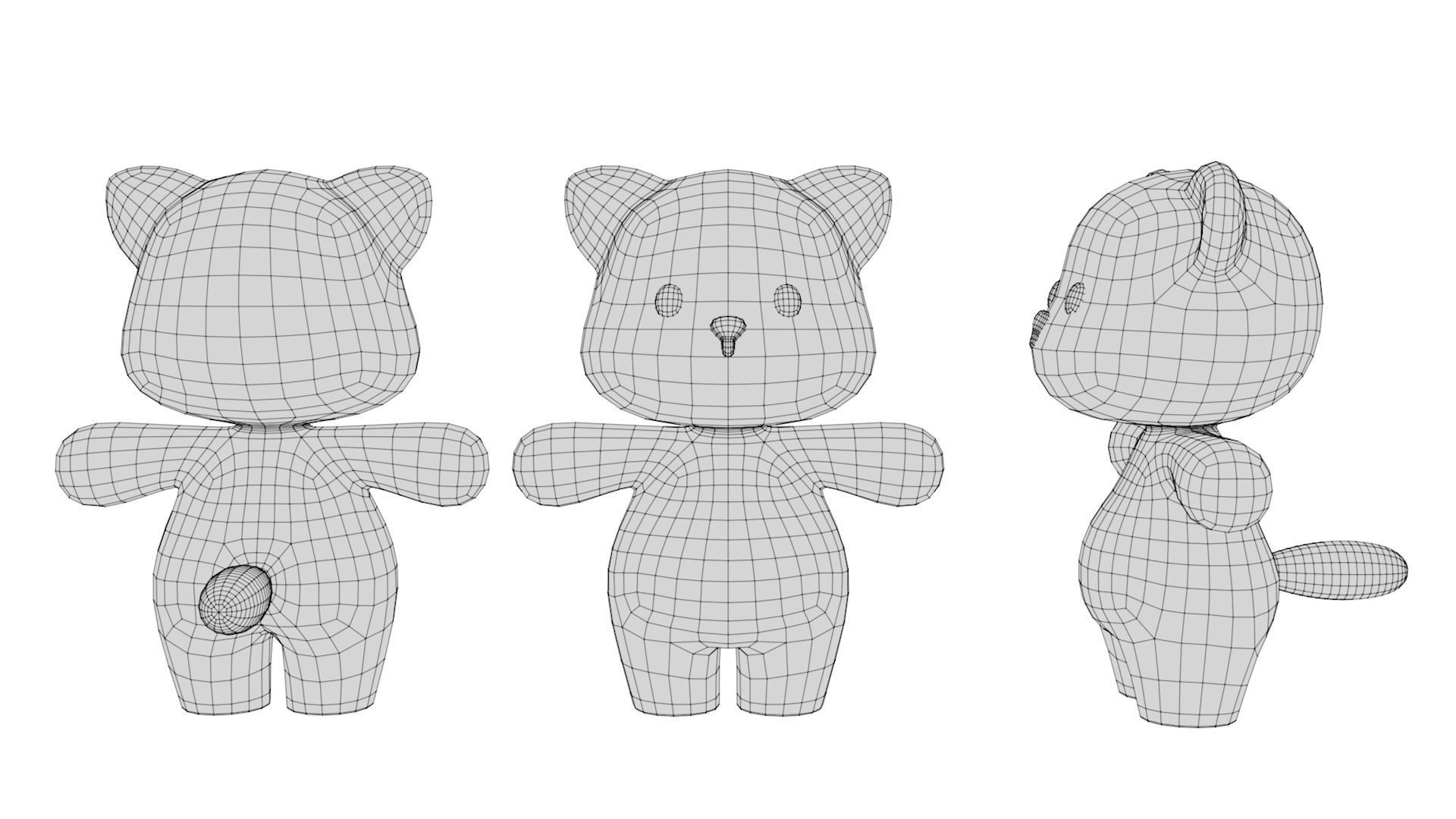 Rigged Cartoon Raccoon Low-poly 3D model_5