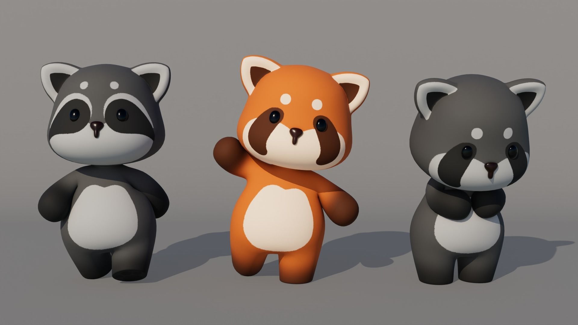 Rigged Cartoon Raccoon Low-poly 3D model_1