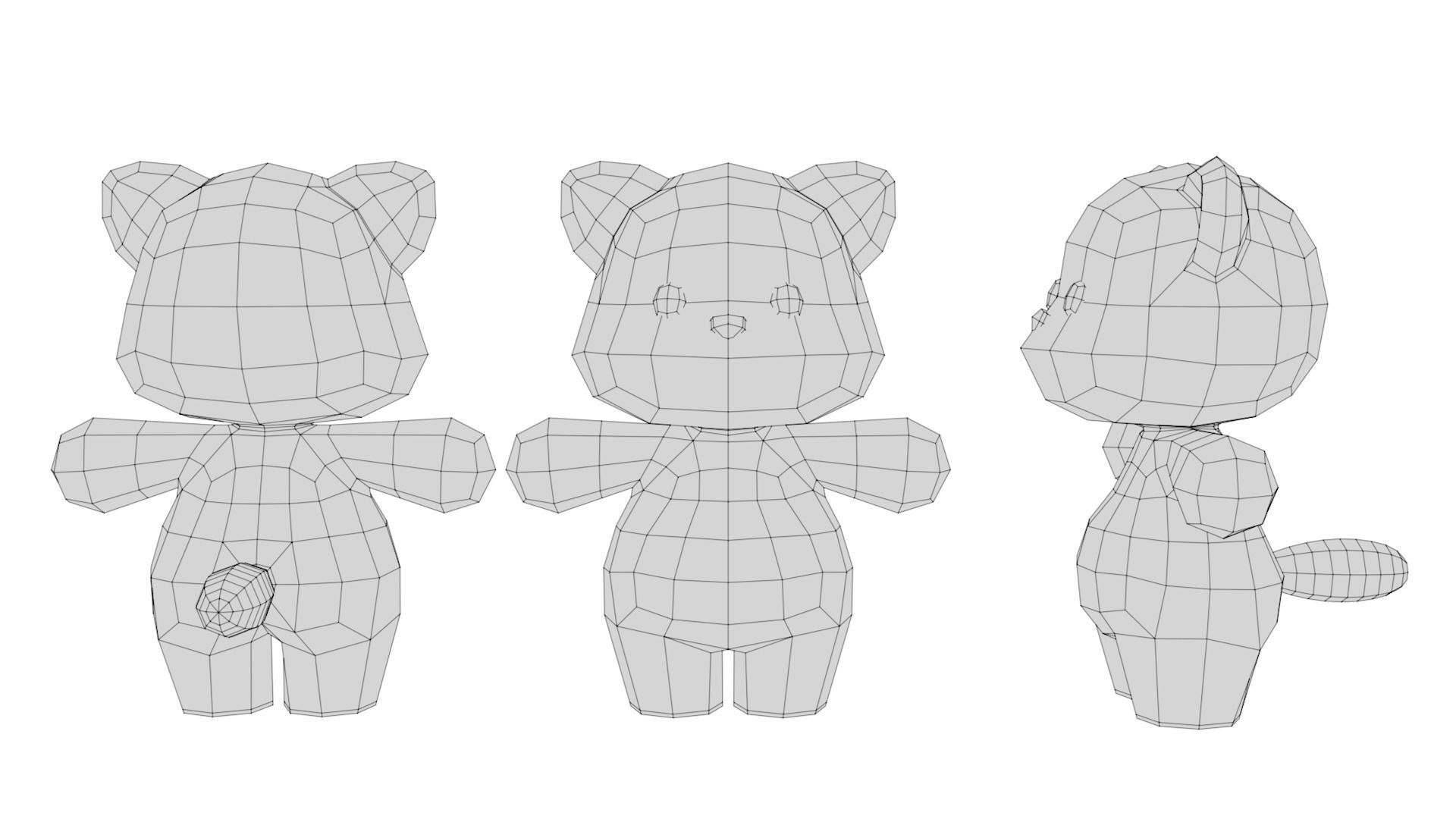 Rigged Cartoon Raccoon Low-poly 3D model_6