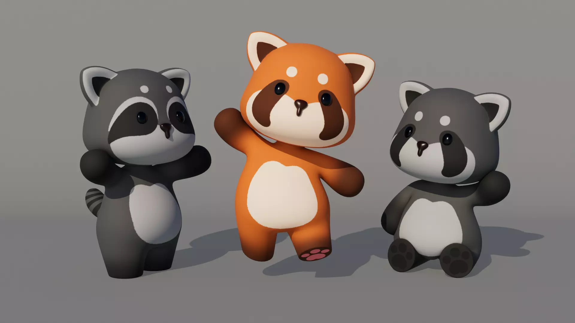 Rigged Cartoon Raccoon Low-poly 3D model_0