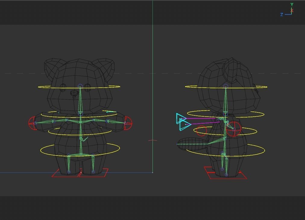 Rigged Cartoon Raccoon Low-poly 3D model_7