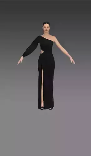dress one shoulder   Low-poly 3D model